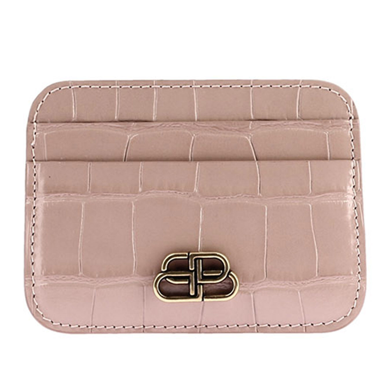 Balenciaga Porte-cartes en Cuir effet croco beige - Neuf avec étiquette