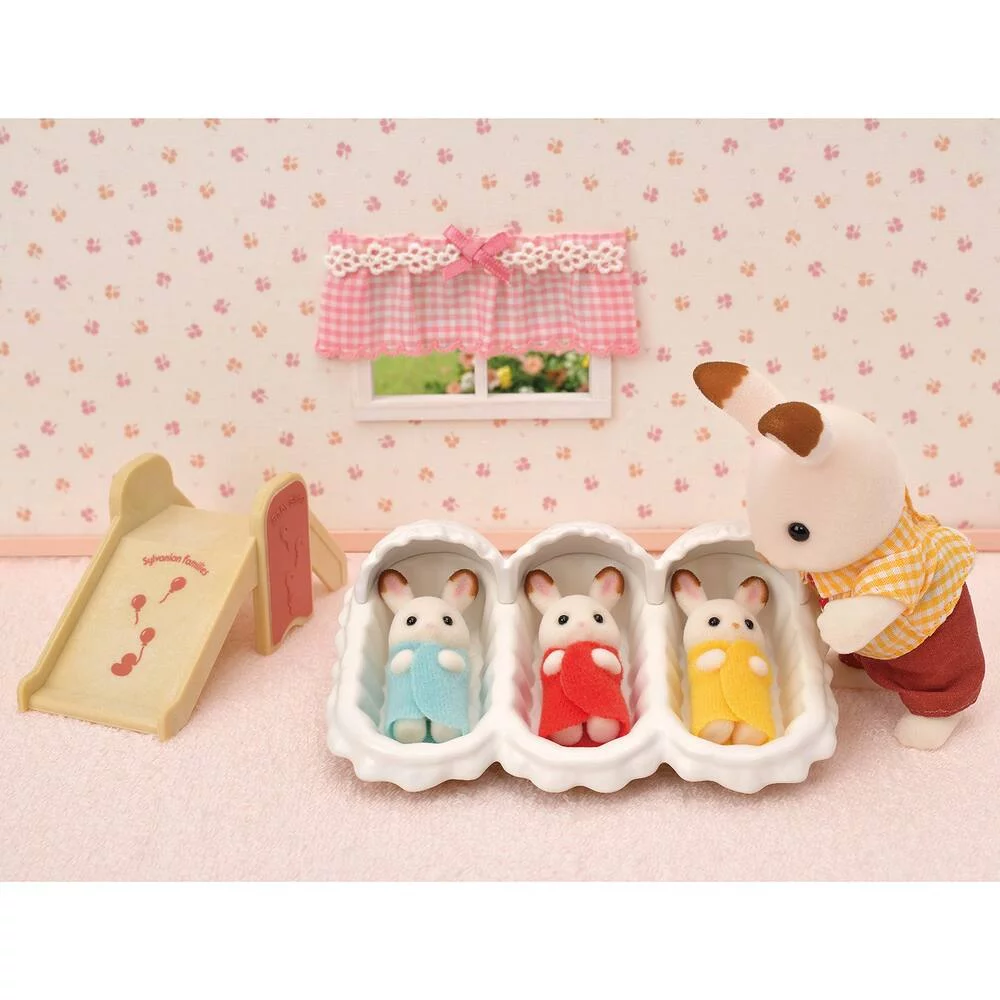 LES TRIPLES LAPIN CHOCOLAT ET ACCESSOIRES PUERICULTURE - SYLVANIAN TOUT POUR LES BEBES