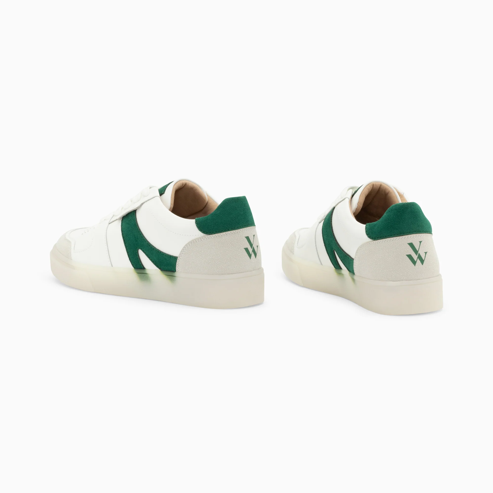 Sneakers-Baskets Sanae blanc et vert à semelle transparente