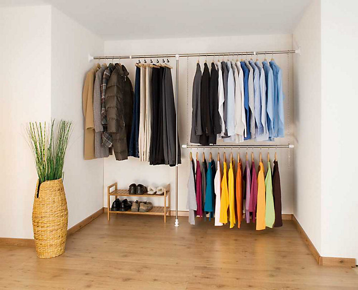 Système de penderie extensible Wenko H. 160 à 202 cm x L. 150 à 245 cm argent