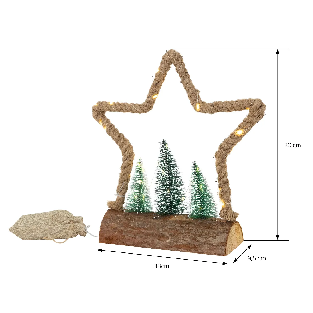 Ecd Germany Étoile de Noël en Jute avec LED