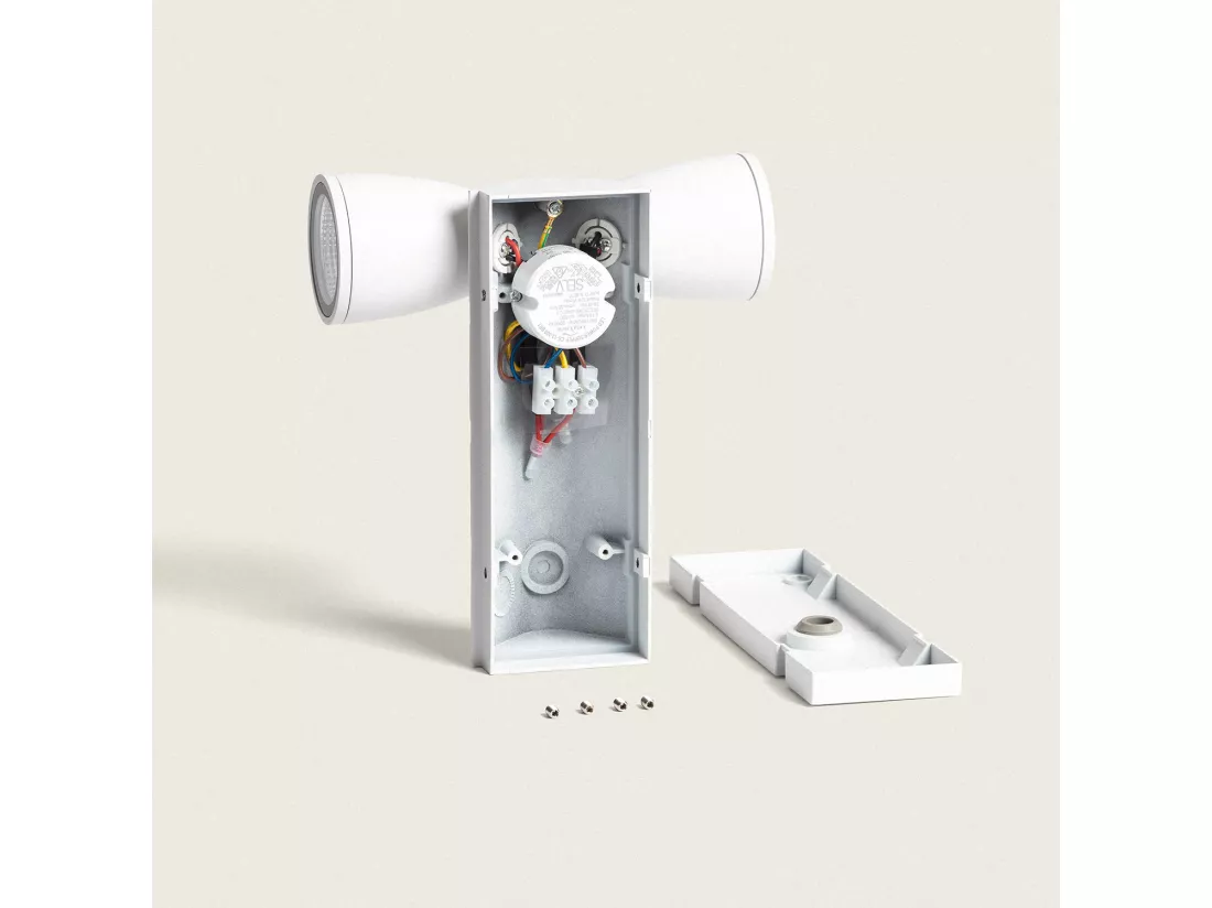 Applique Murale Extérieure LED 12W Aluminium Abel 2 Spots Blanc
