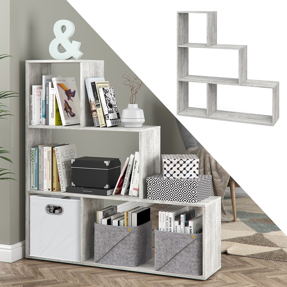 Vicco Treppenregal Asym Raumteiler Bücherregal Regal Wandregal 4 Fächer Beton