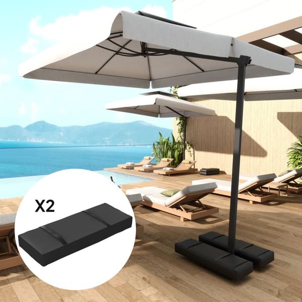 Sett med 2 sandsekker for parasoller som kan fylles opp til 25 kg. Sandpose for paraplystativ, 600D Oxford vektet for fylling, vektet paraplybasisvekt