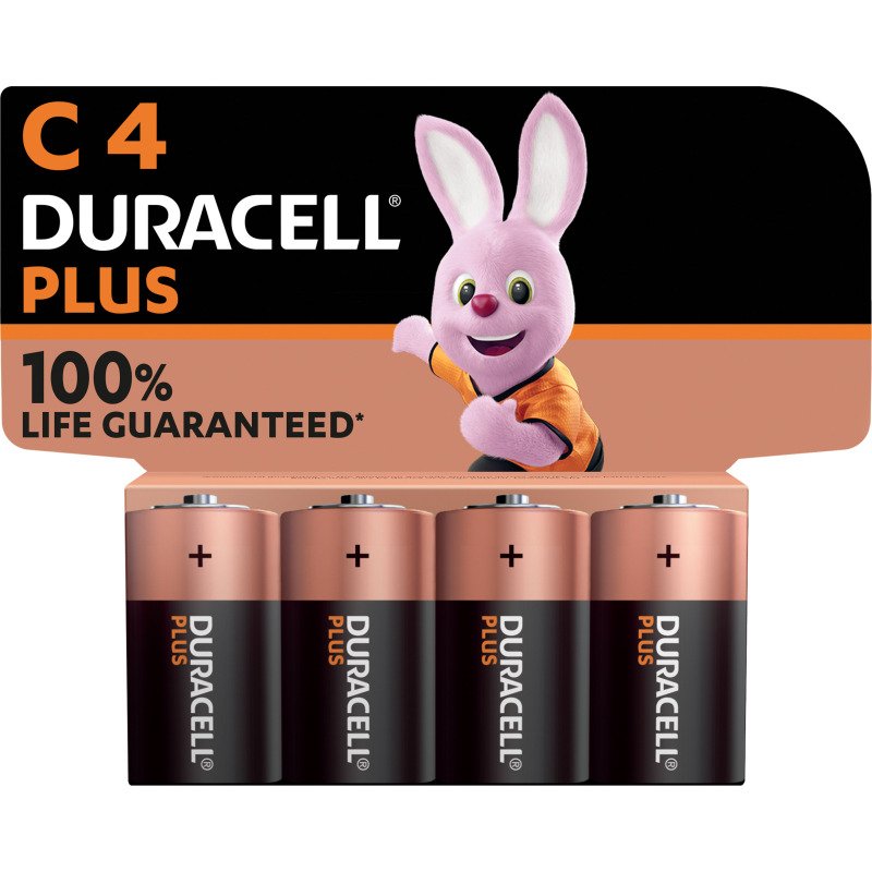 Duracell Plus - Pack de 4 piles Alcalines C/LR14 - 1,5V