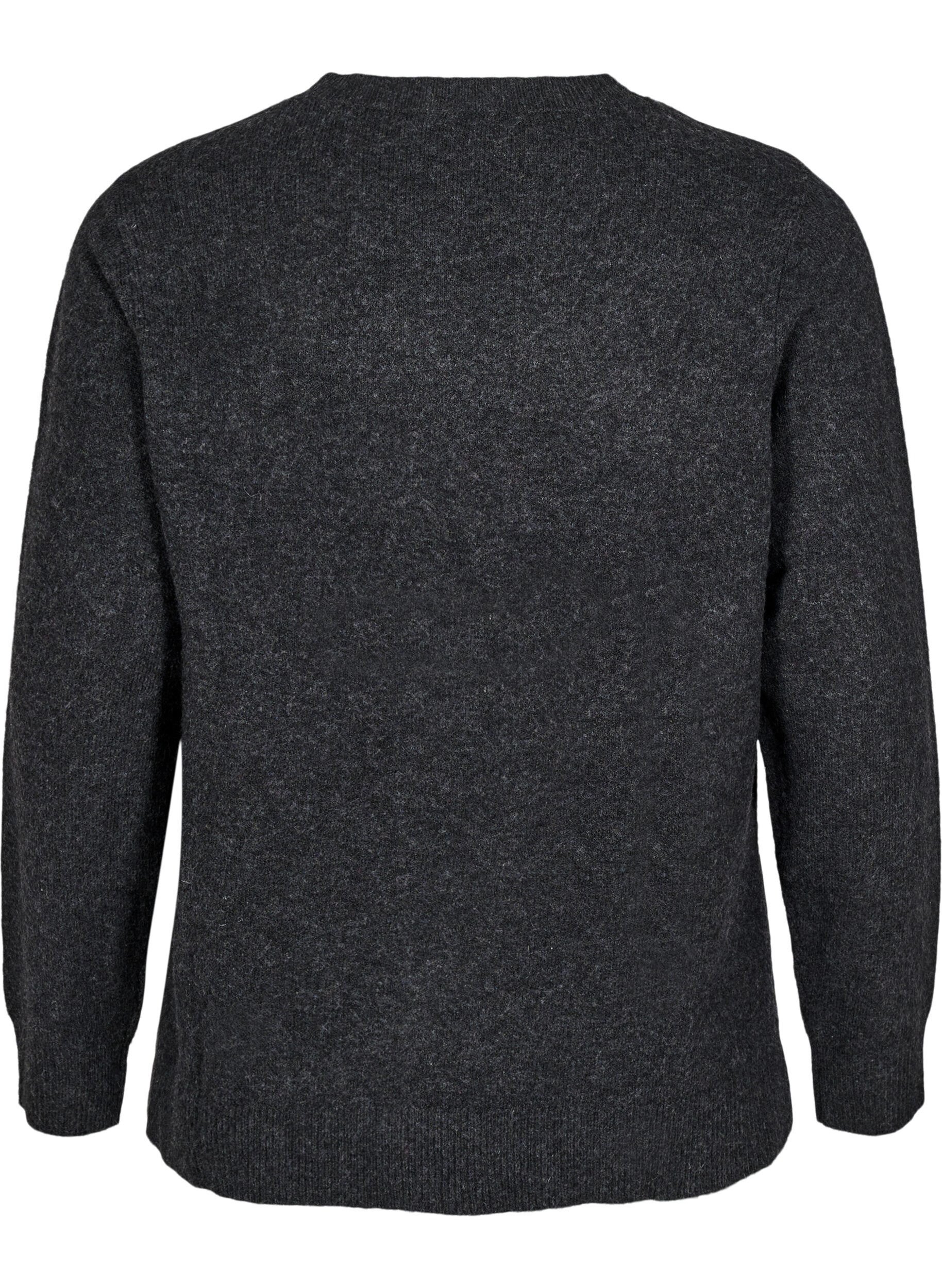 Strikbluse med uld og slidser