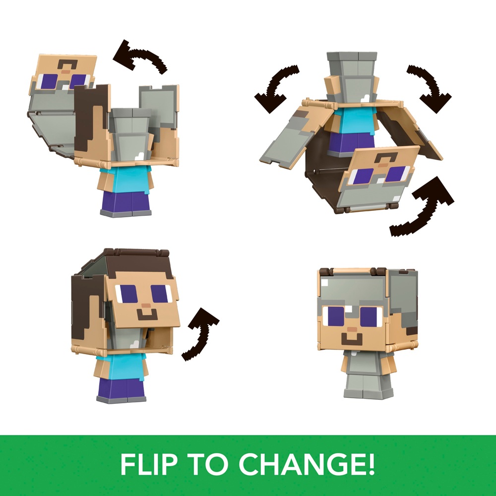 Minecraft 2-in-1 Steve und Steve Eisenrüstung Flippin Figuren