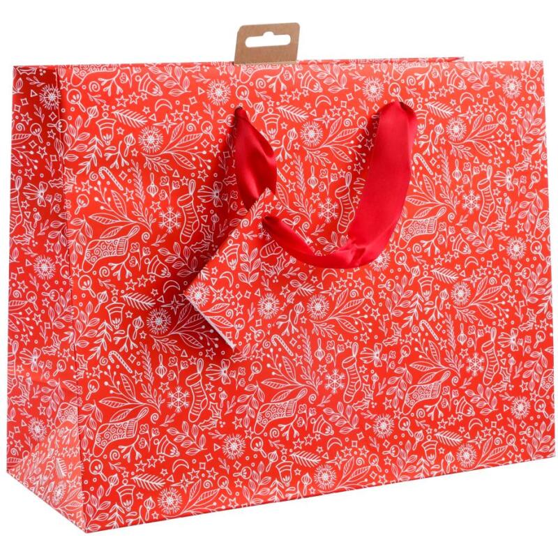 Premium sac shopping rouge & blanc 32x13x24,5 cm - Rouge