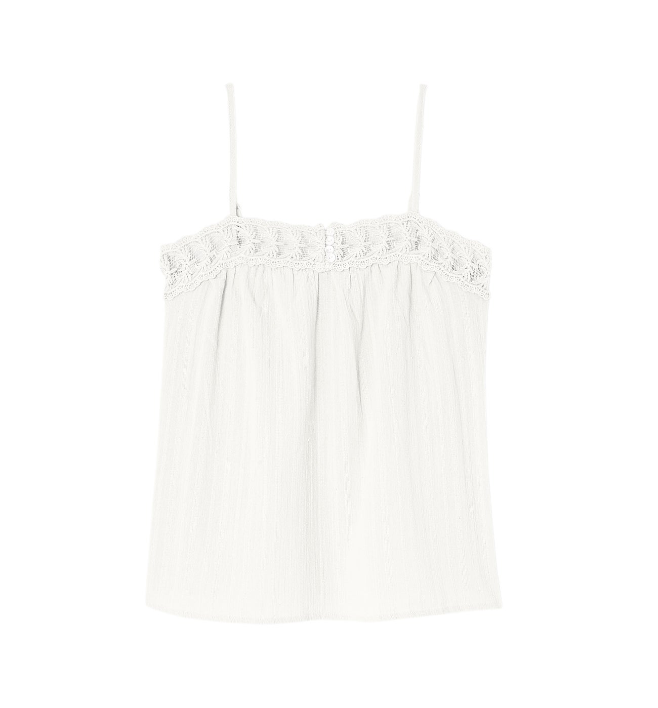 Top brodé détail crochet - Ecru