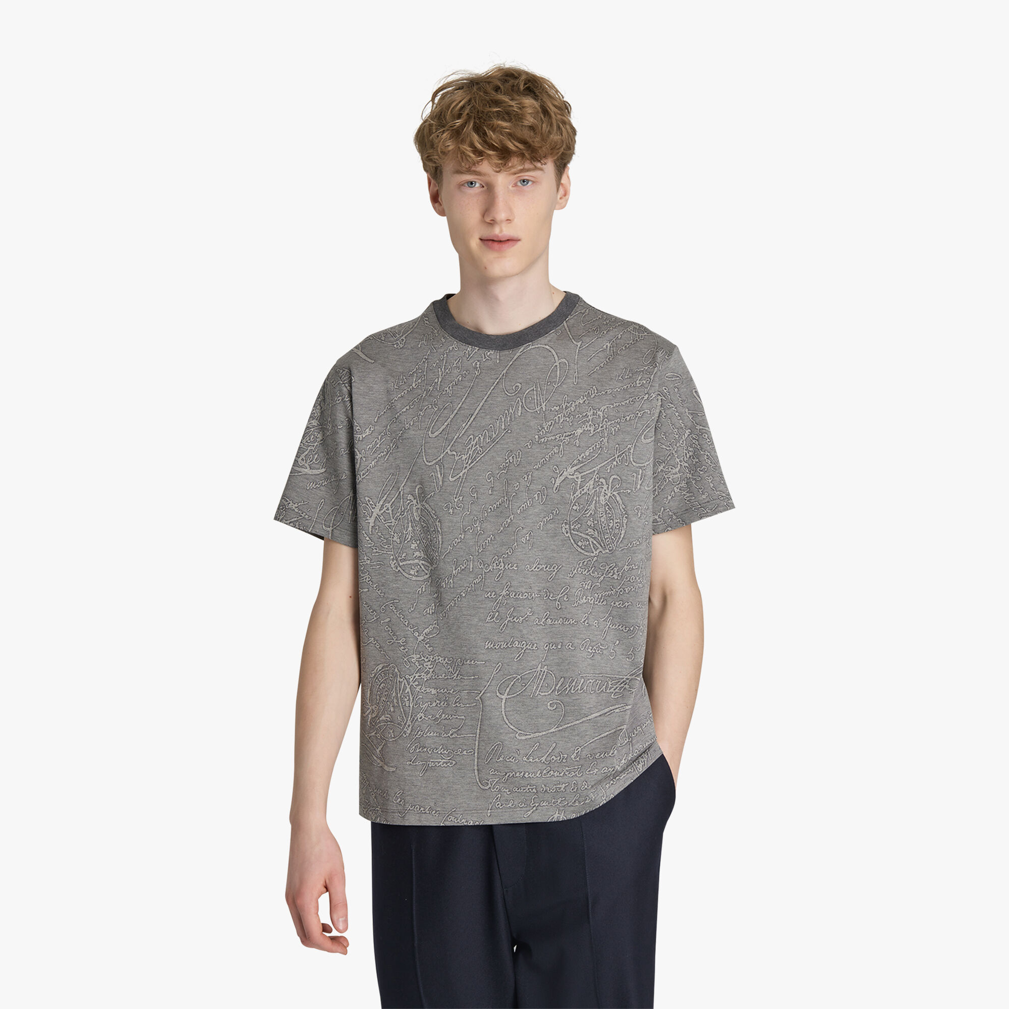 T-Shirt En Jacquard Scritto All-Over