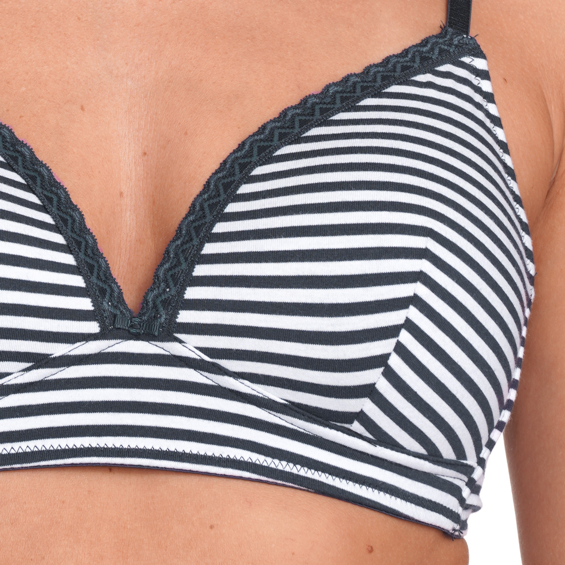 Famy 2 Damen Soft-BHs im Set dunkelblau / weiss
