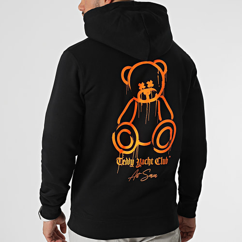 Sweat Capuche Art Series Marker Noir Orange Fluo