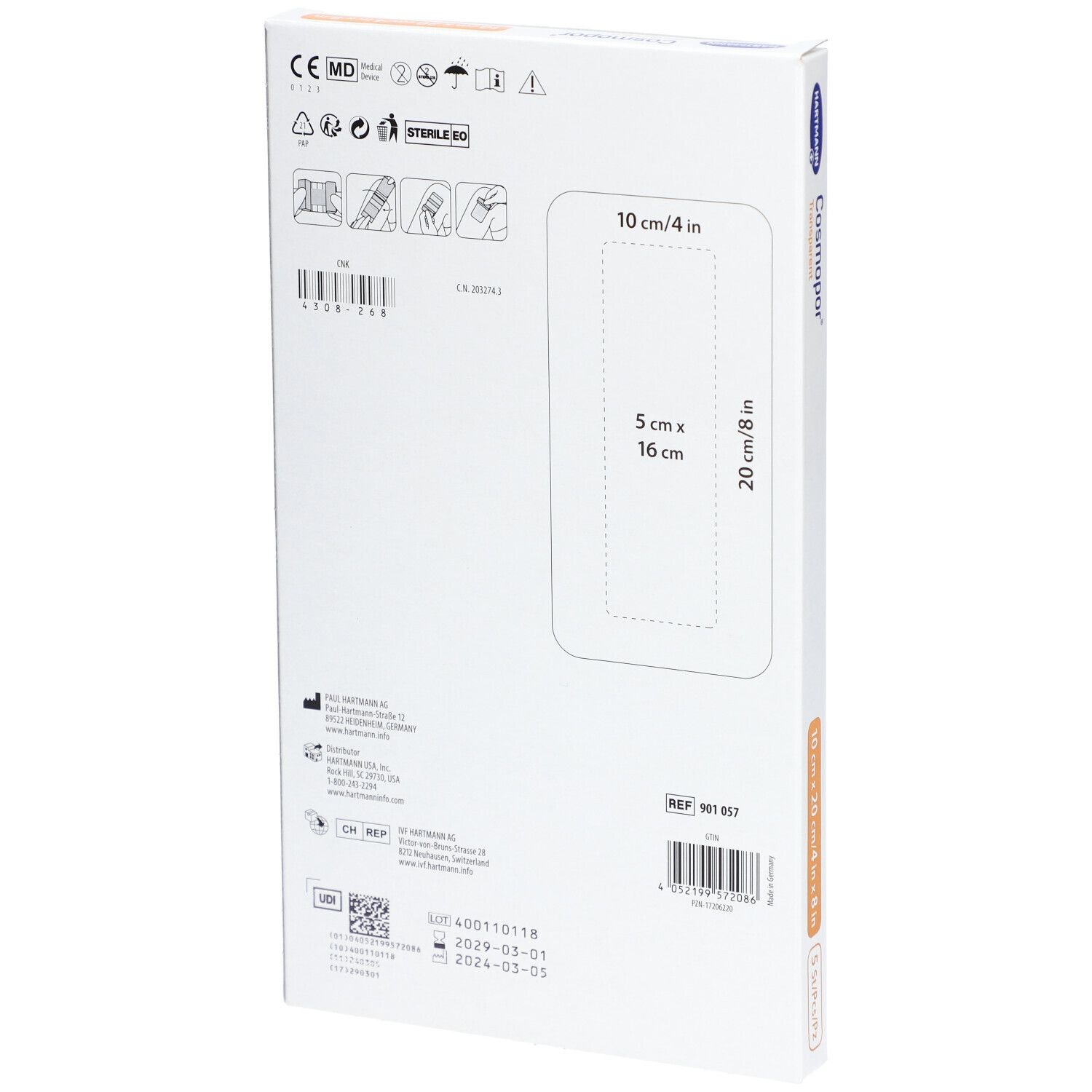 COSMOPOR transparent Folienverband 10x20 cm steril