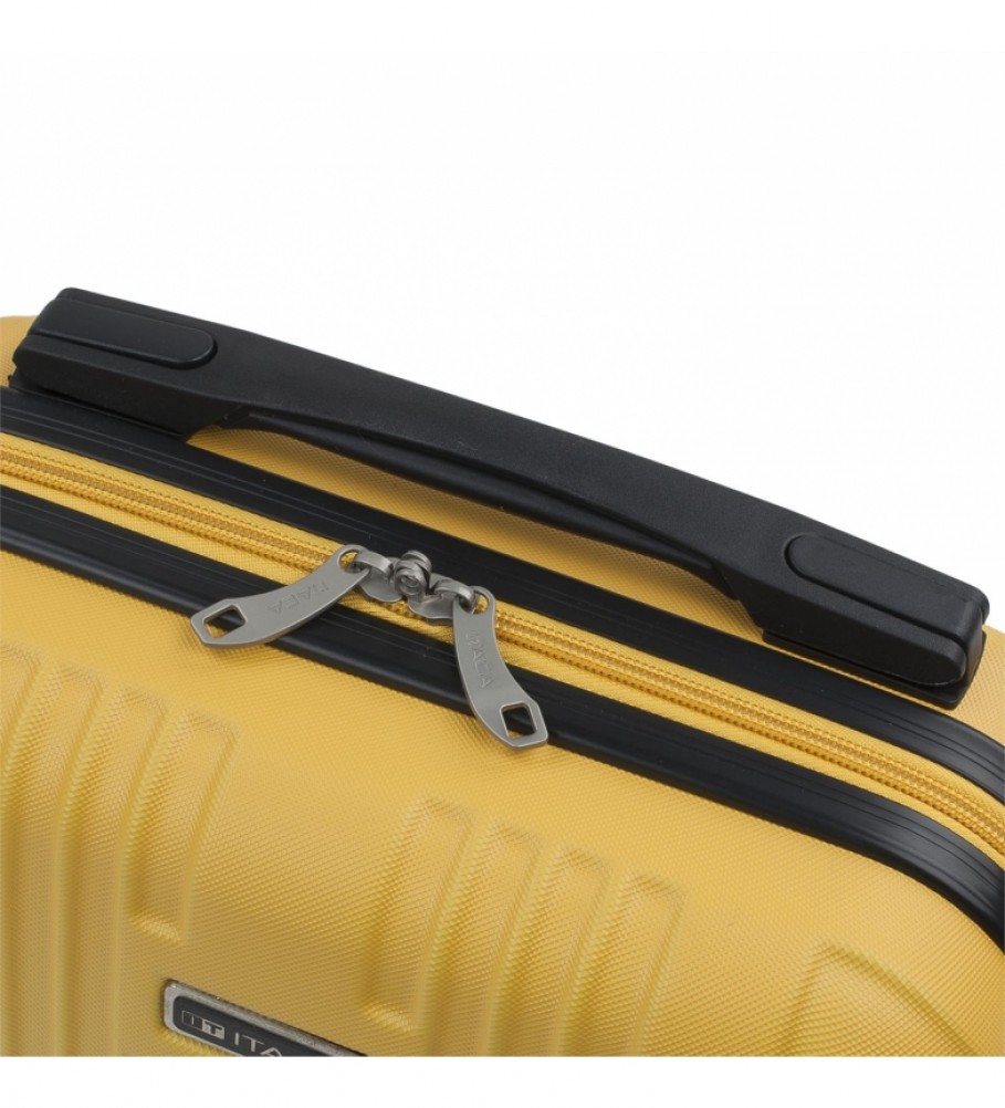 Nécessaire de viagem rígida grande ITACA em ABS, modelo T71535, cor mostarda - 33x26x14cm -