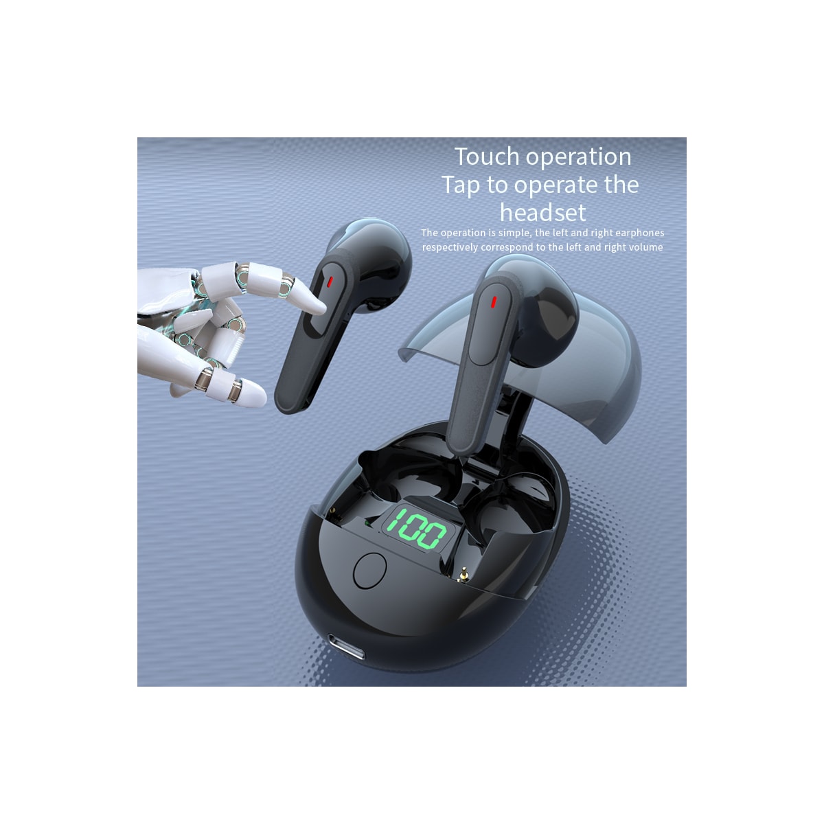 Trådløse øretelefoner Bluetooth 5.3 Touch TWS Pro-One Sort