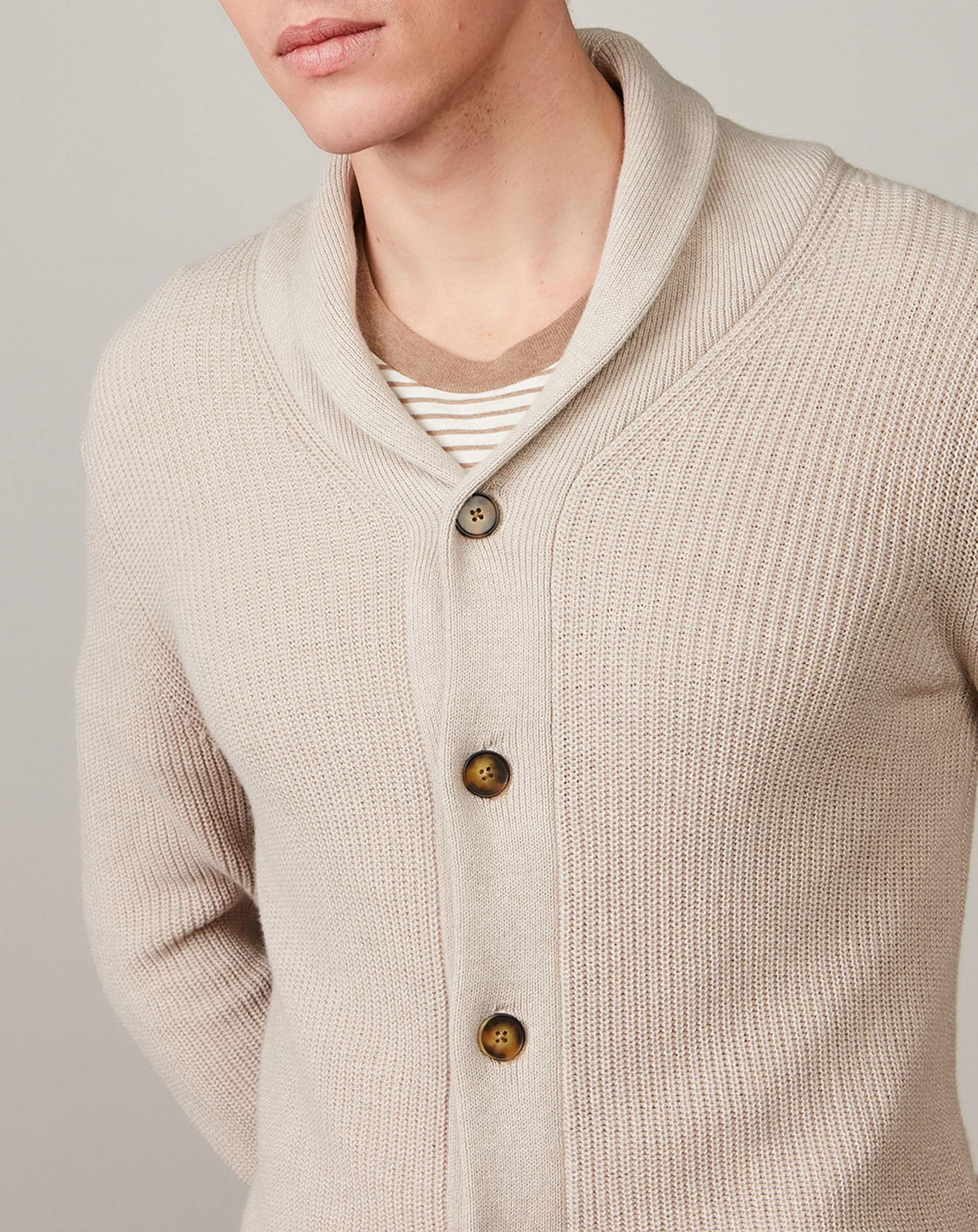 Hartford Cardigan en Coton & Cachemire Rib natural