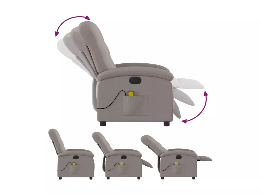 Fauteuil de massage inclinable électrique Taupe Tissu