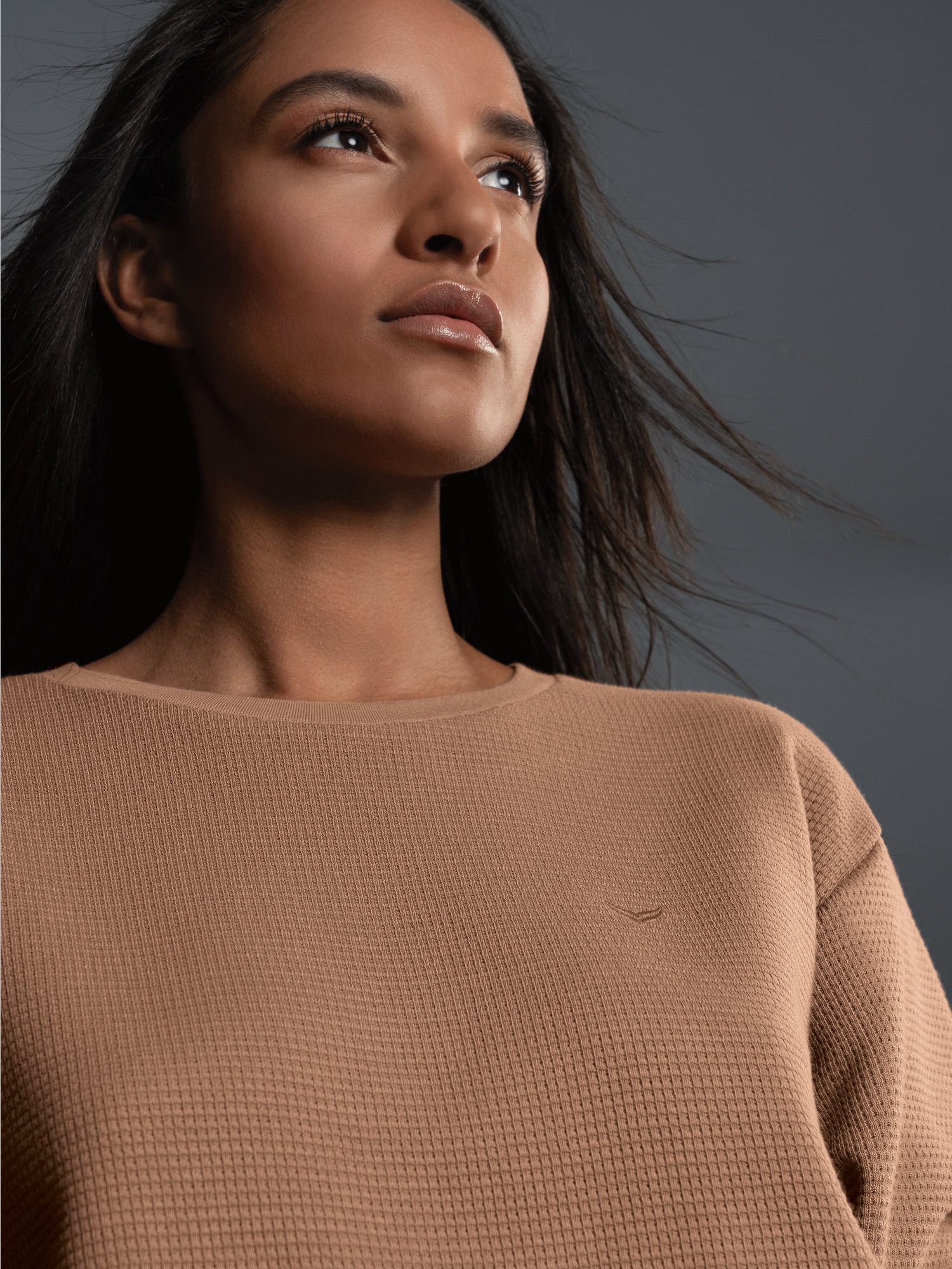 Sweatshirt in Waffeloptik Haselnuss