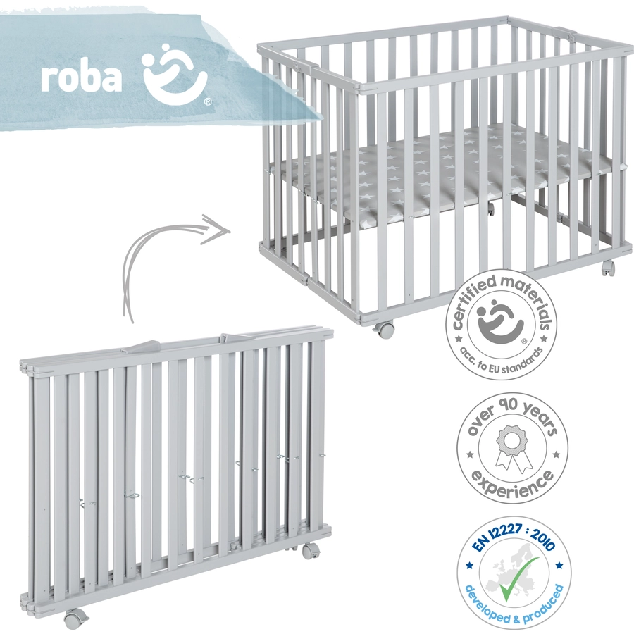 roba Klappbares Laufgitter 74 x 100 cm taupe