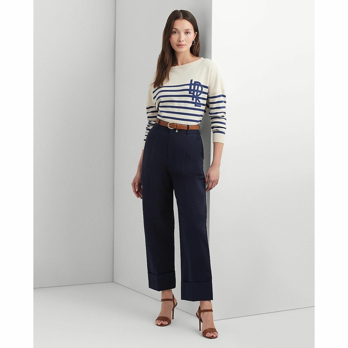 LAUREN RALPH LAUREN<br>Calças de pernas largas até o tornozelo