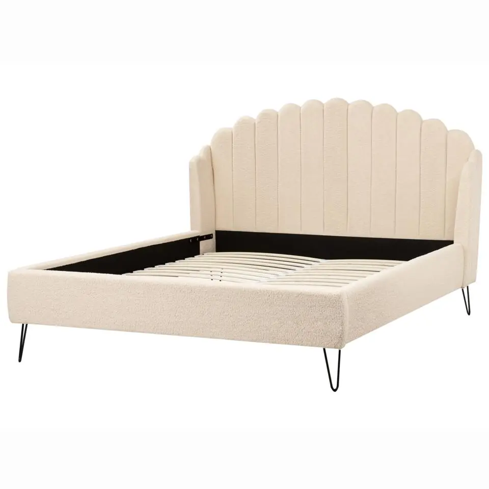 AMBILLOU - Tweepersoonsbed - Beige - 140 x 200 cm - Bouclé