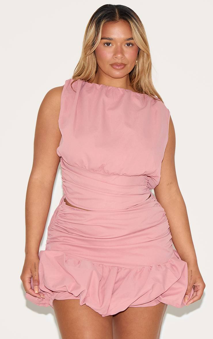 Rose Top Shape Col Bateau Taille Cintrée
