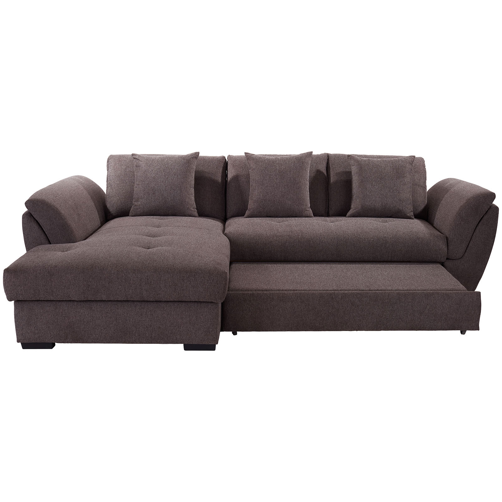 Ecksofa - graubraun - Liegefunktion - Recamiere links