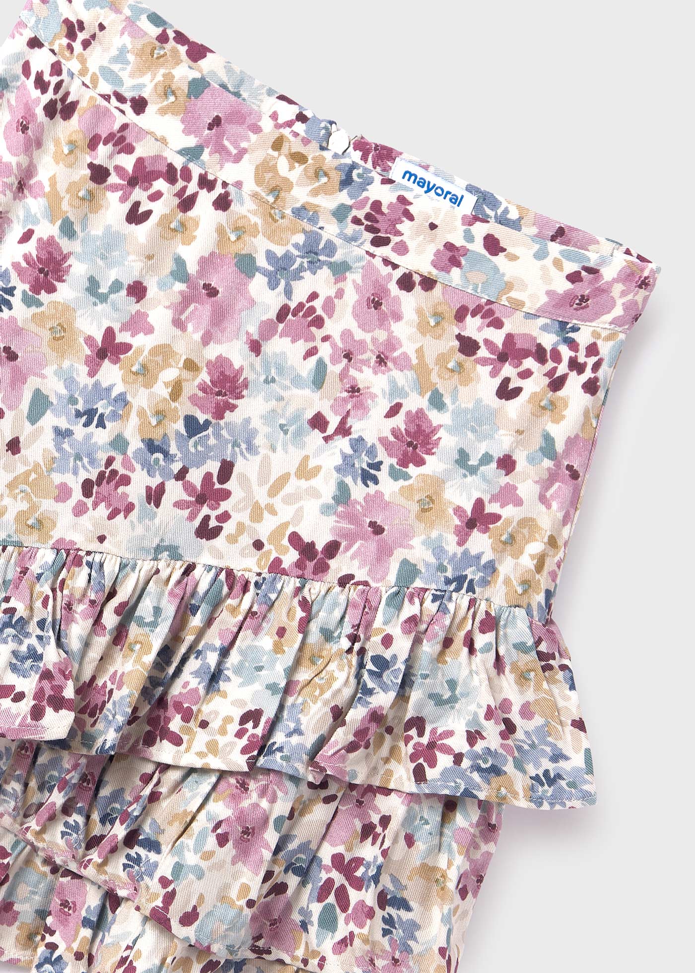 Saia infantil estampada com babados