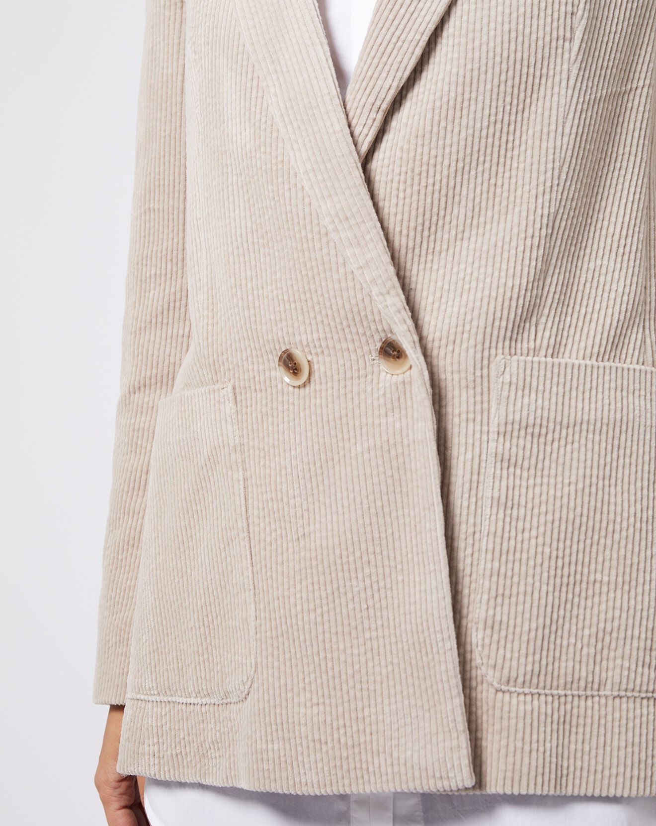 Esprit Veste blazer en velours de coton côtelé beige