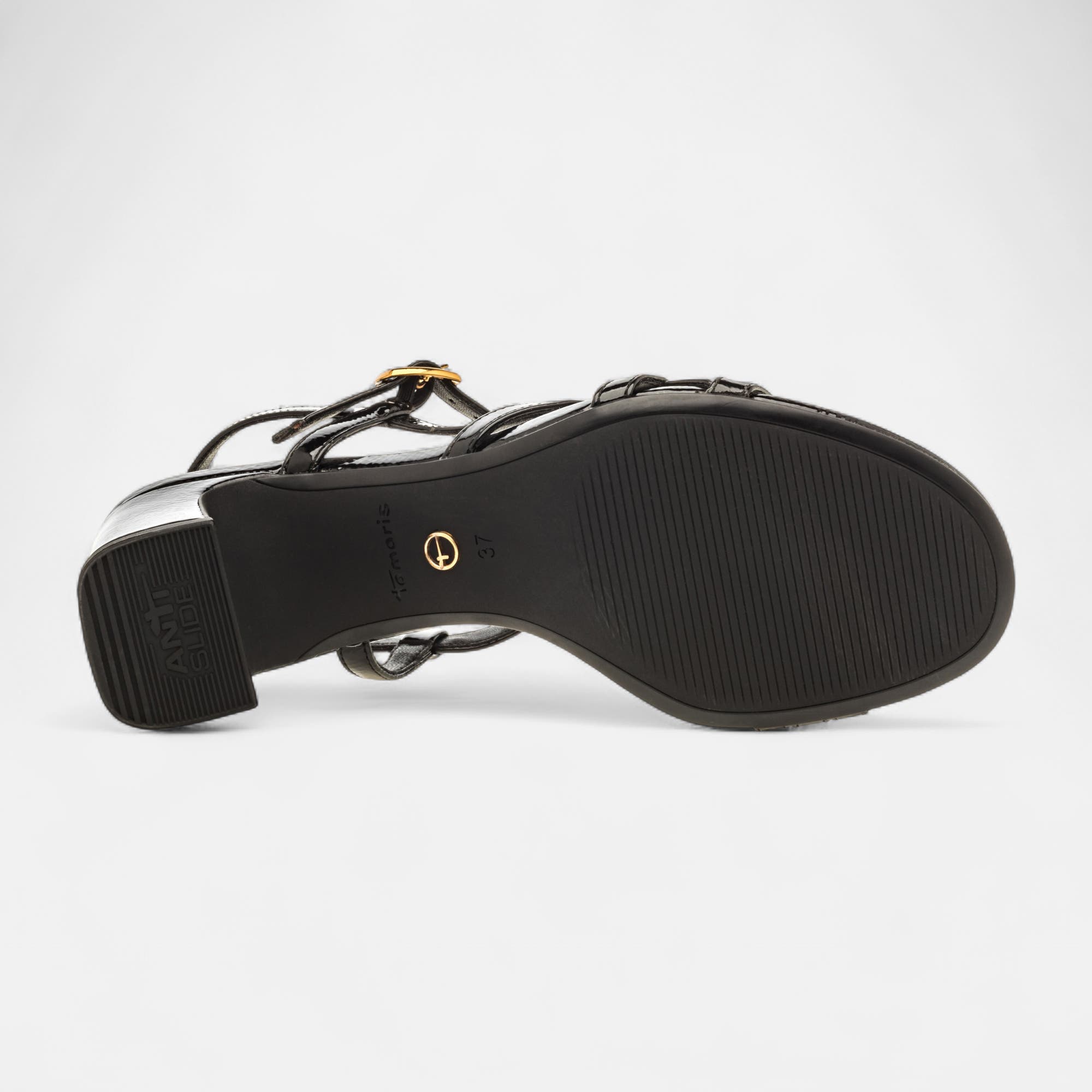 Nu-pieds à talon Femme noir vernis