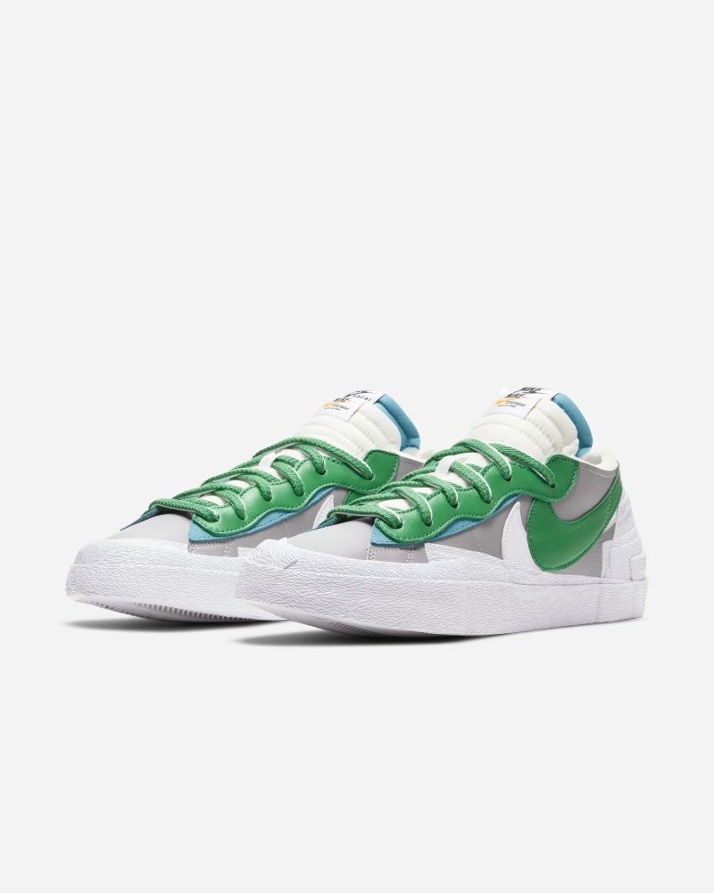 Chaussures Nike X Sacai Blazer Low Gris & Vert pour homme