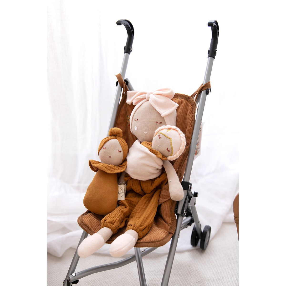 Poupée hochet culbuto Chignon moutarde Frisette