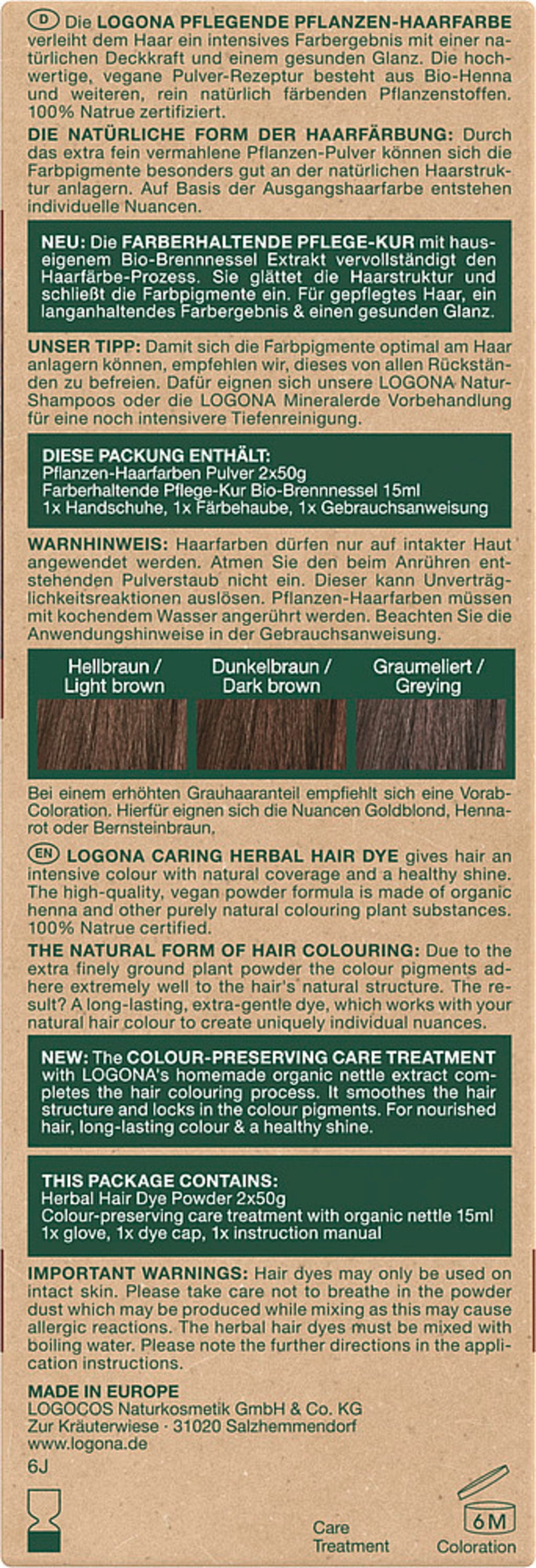 LOGONA  Pflanzen-Haarfarbe Pulver Schokobraun, 100 g