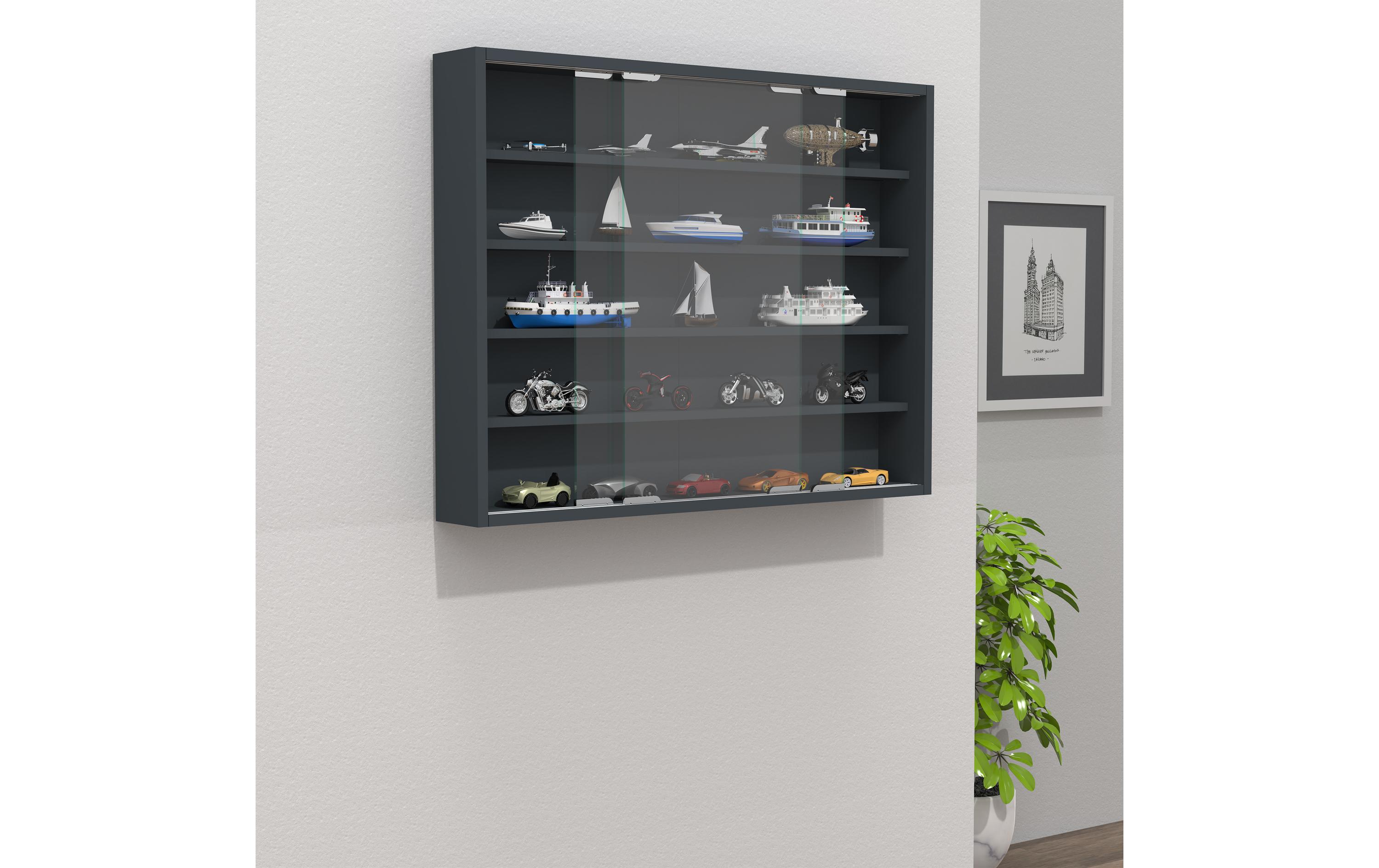 Vitrine Agisa M 57 x 40 cm, AnthrazitHängevitrine für die Wandmontage
