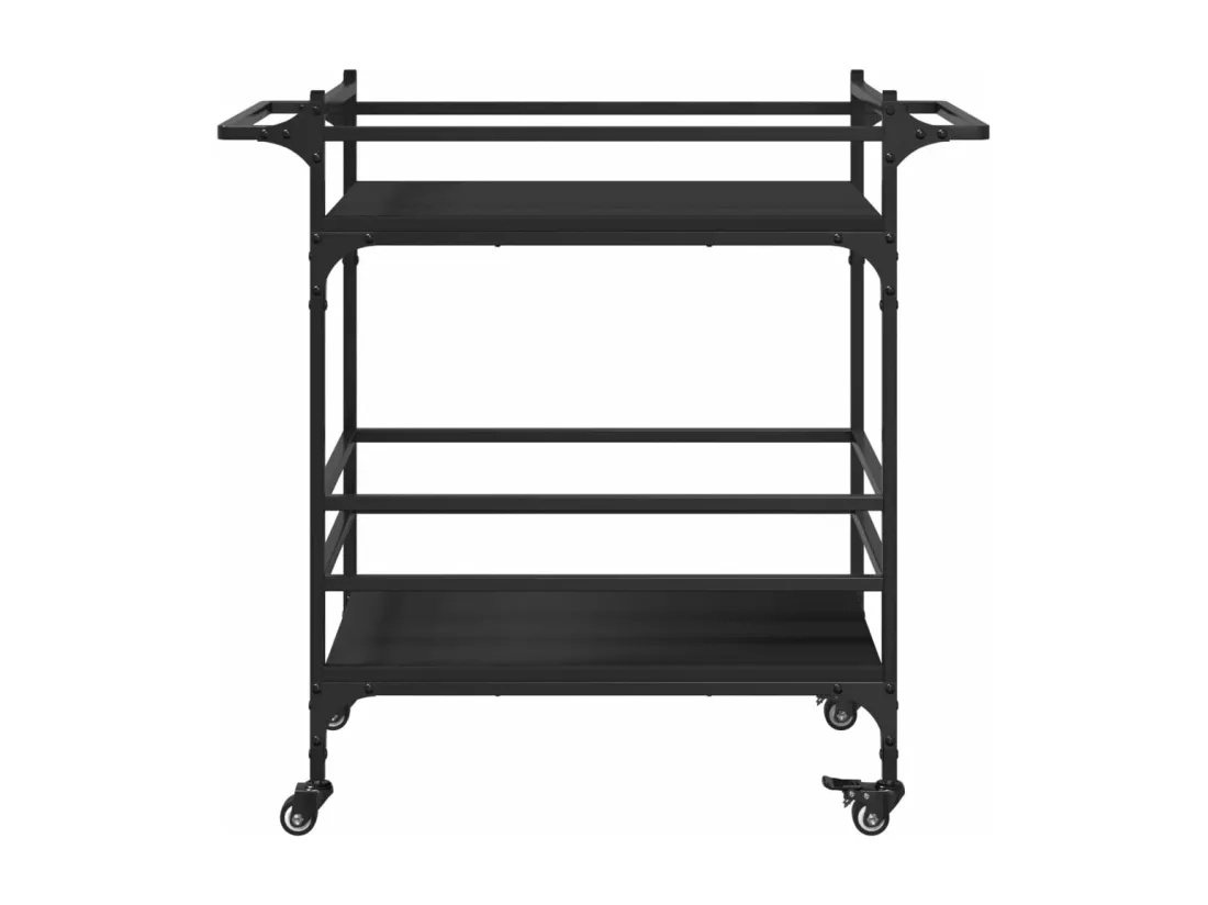 Chariot de cuisine noir 82x40x78,5 cm bois d'ingénierie