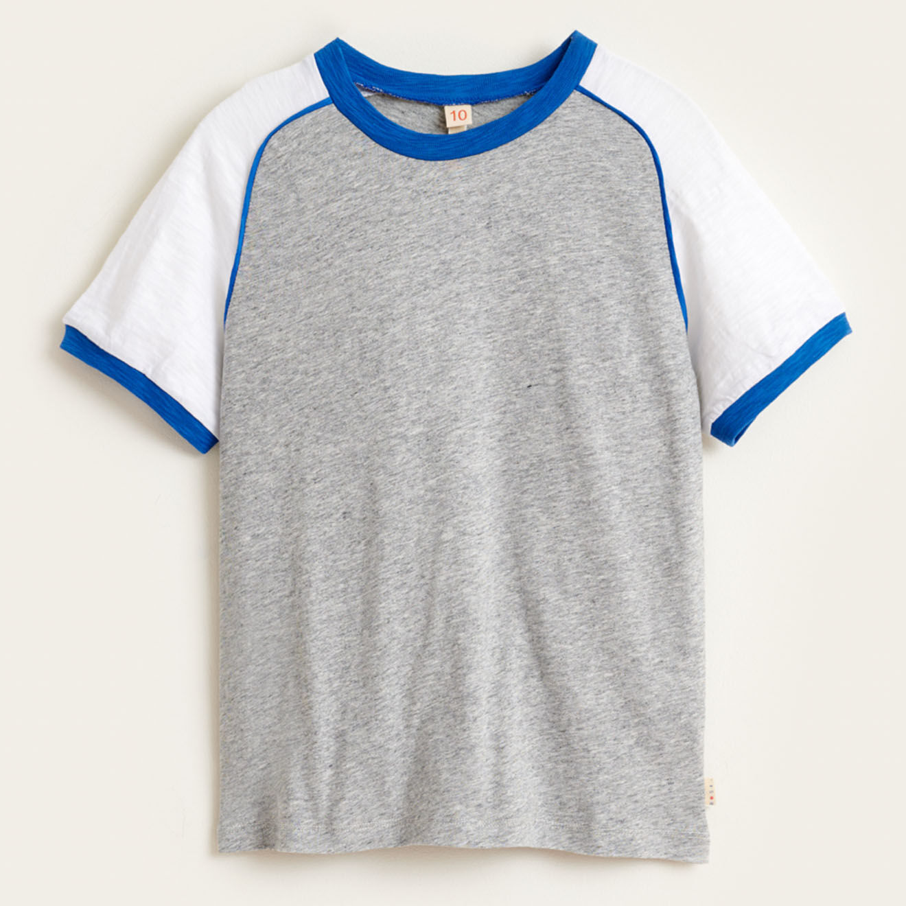 Bellerose T-Shirt Moby en Coton tricolore gris/blanc/bleu