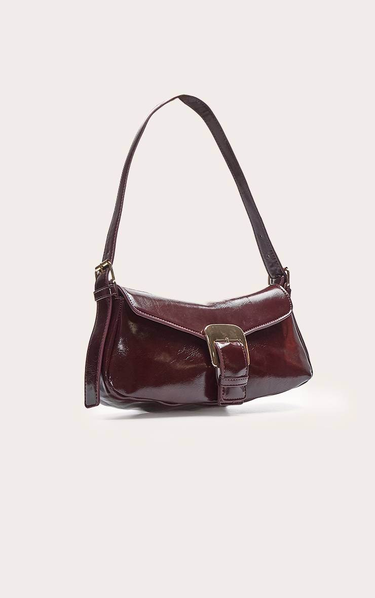 Rouge Bordeaux Sac À Bandoulière En Synthétiquecuir Plissé Avec Boucle