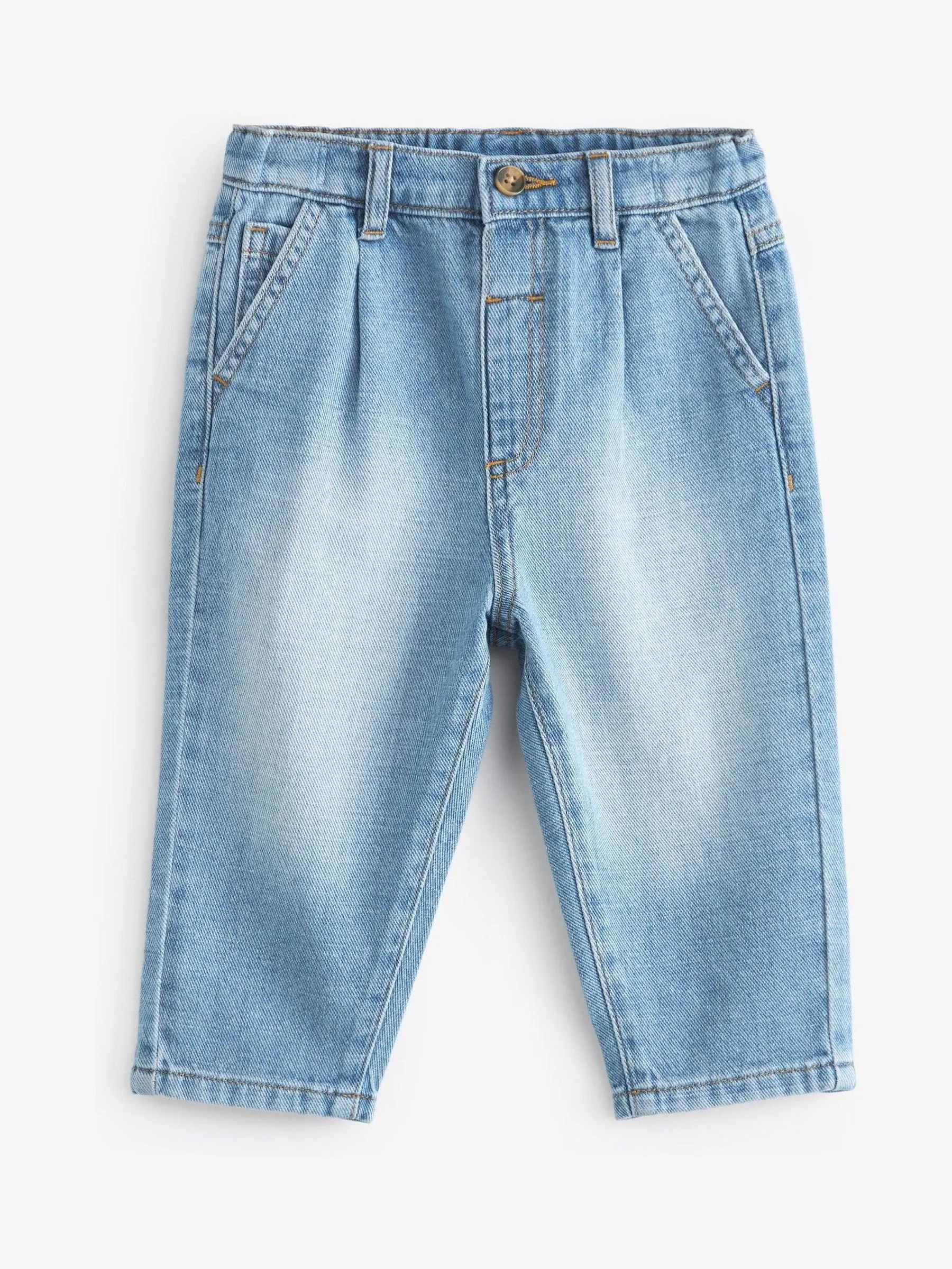 Lichtblauwe denim - Jeans met geplooide voorkant (3mnd-7jr)