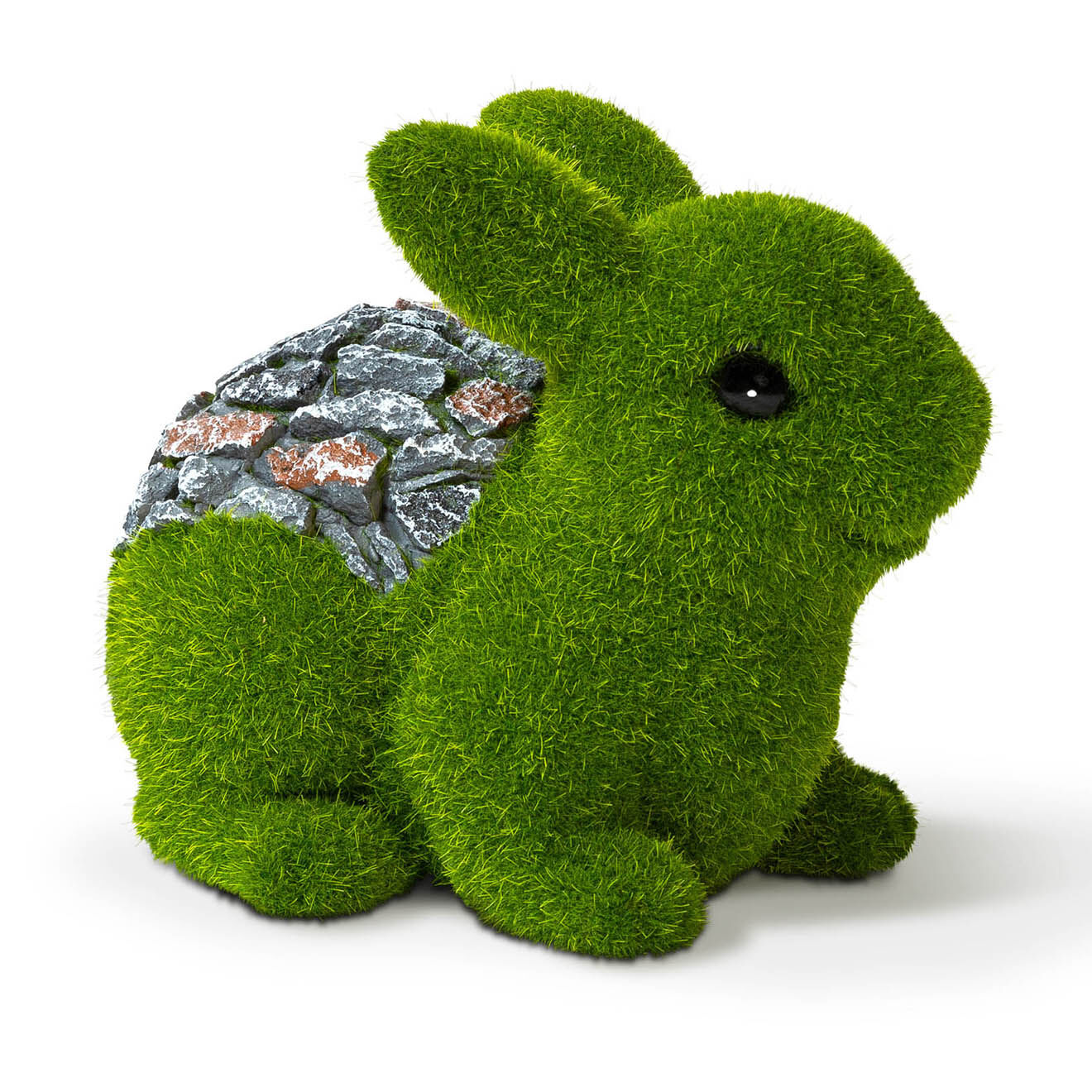 Pratik Garden Lapin miniature en gazon vert/gris - 19x13x15 cm