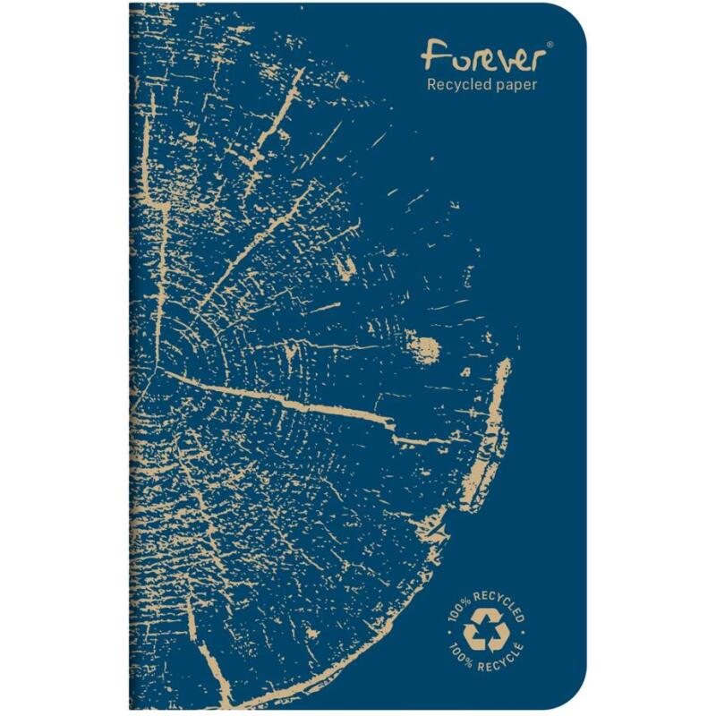 Carnet piqué FOREVER PREMIUM 100% recyclé 9x14cm 96 pages ligné papier recyclé blanc 90 g - Assortis