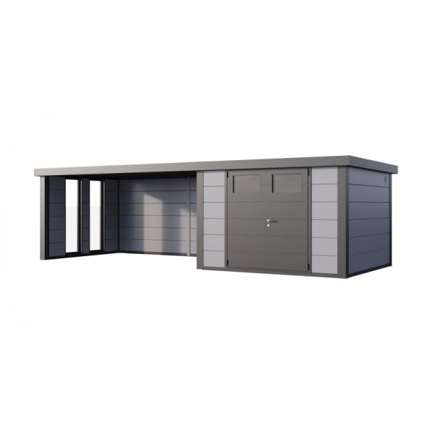 Telluria Abrigo de Jardim Metálico NH8 com Apoio Xl e Janelas à Esquerda Cinza Claro (298 x 298)   (464 x 298) Aço Galvanizado