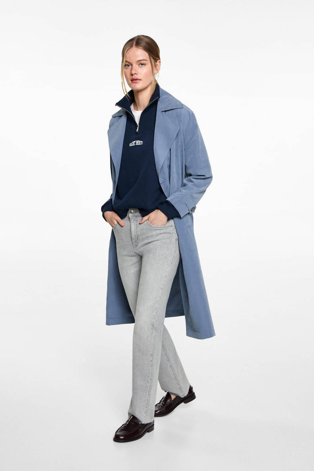 MANGO TEEN straight regular waist grey denim