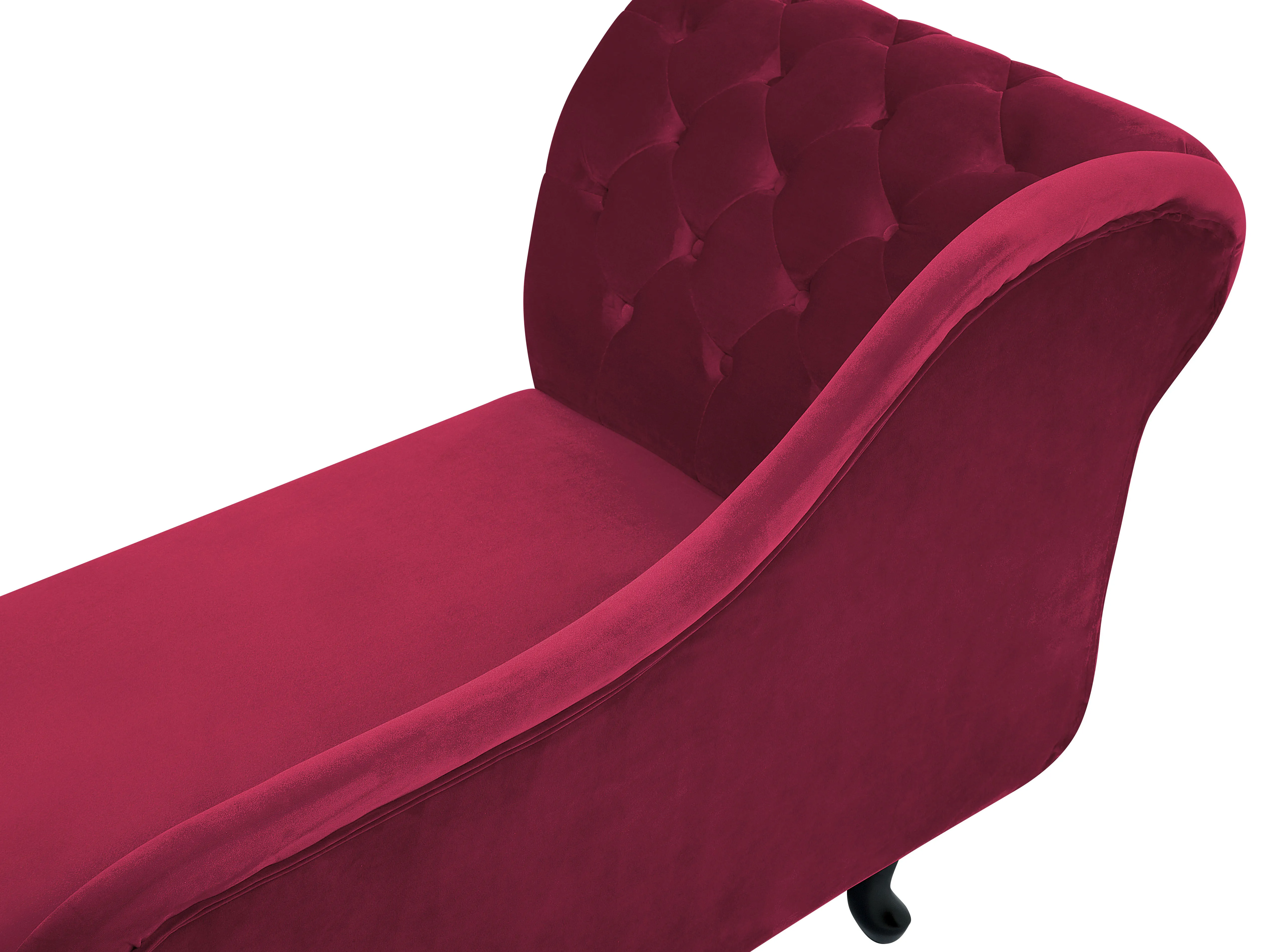 Linkszijdige chaise longue NIMES Fluweel Bordeauxrood
