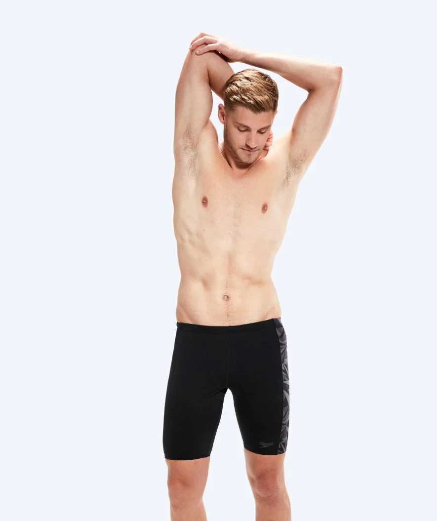 Speedo lange badebukser til mænd - Hyperboom Panel - Sort/mørkegrå