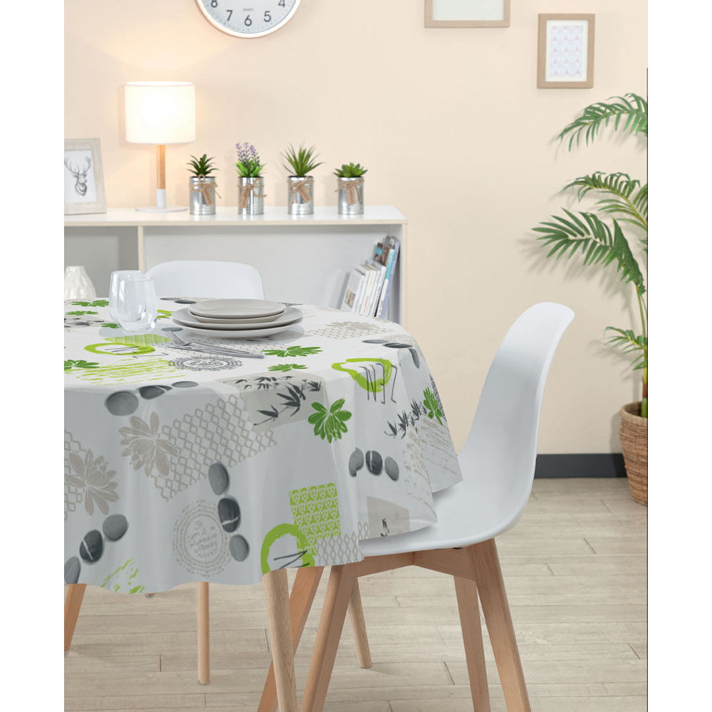 Nappe ronde toile cirée motifs galets