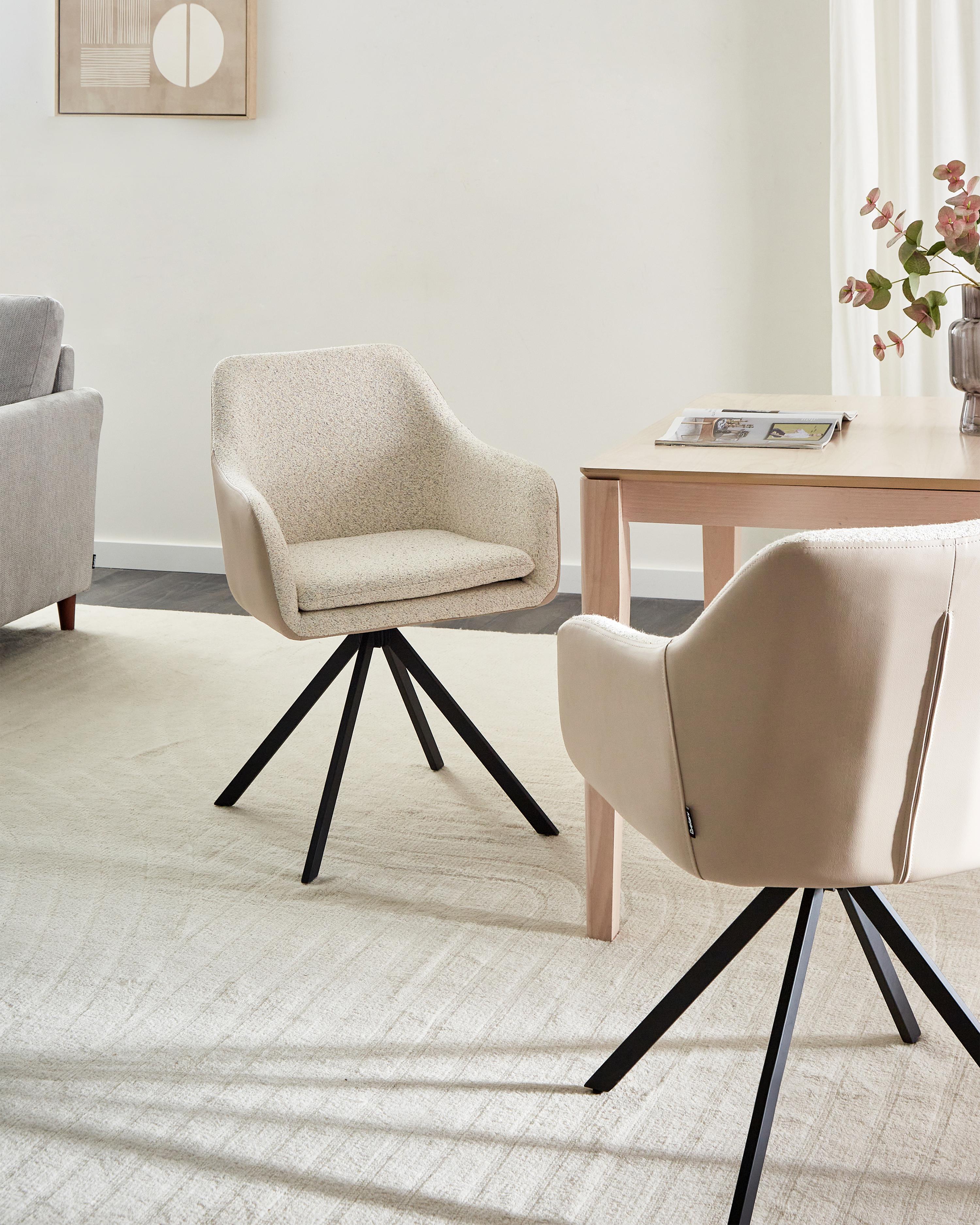 Set van 2 eetkamerstoelen LITHIA Bouclé Lichtbeige