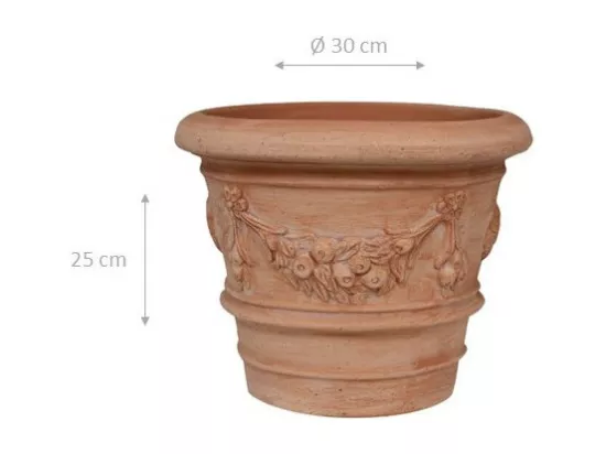 BISCOTTINI Vase - Finition Terre Cuite - Pot de Fleurs - Jardinière - Vase de Jardin - Extérieur - Terrasse - Balcon - 30x30x25cm
