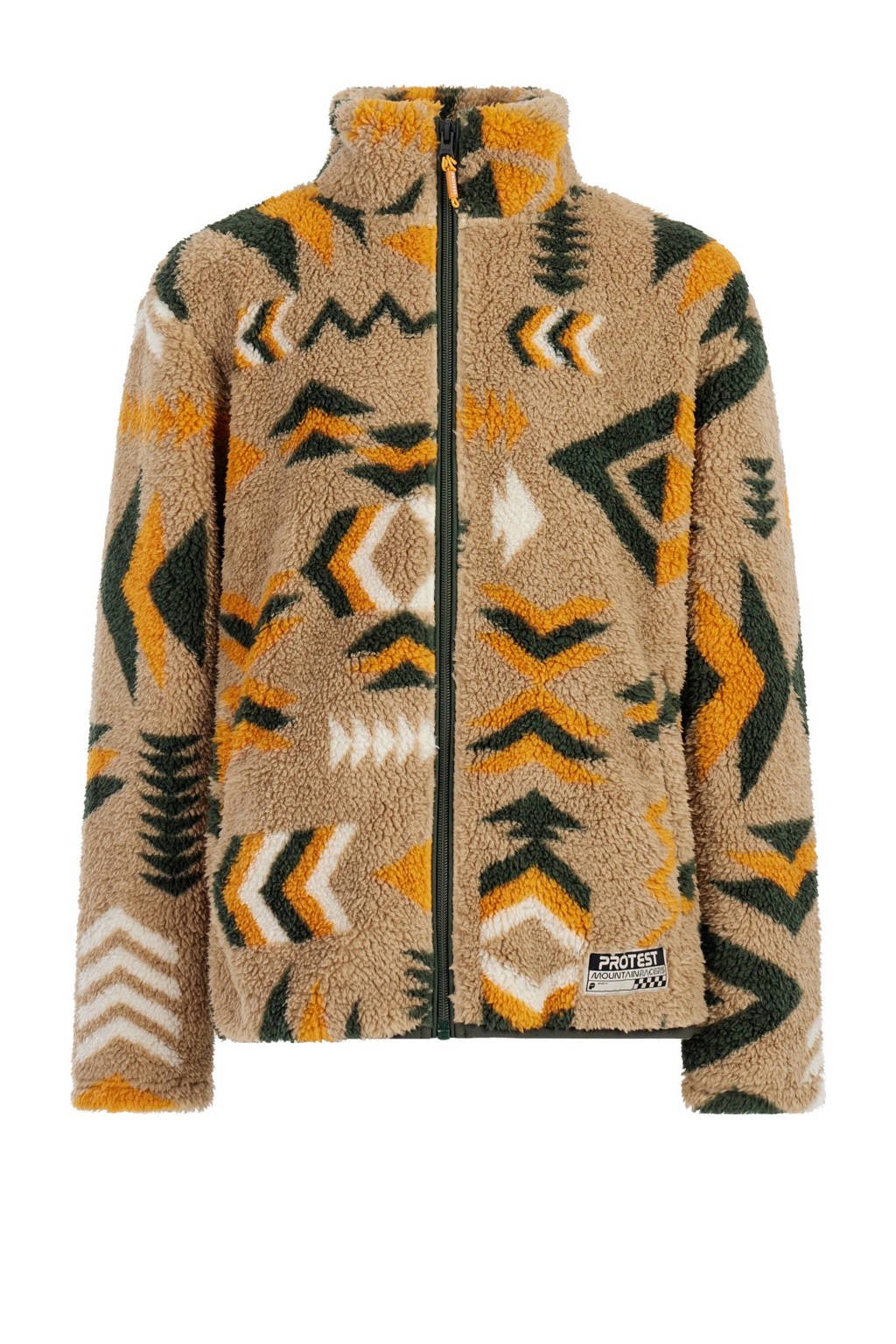 Protest teddy fleece vest PRTMalton Jr camel/olijfgroen