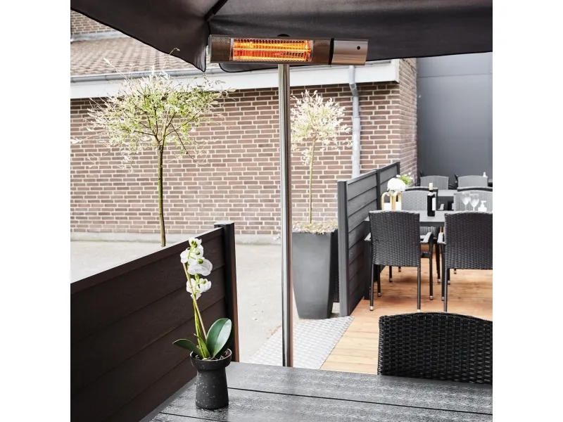 HORTUS Terrassevarmer gulvmodel GT 500/1000/1500W sølv inkl. fjernbetjening (211-411)