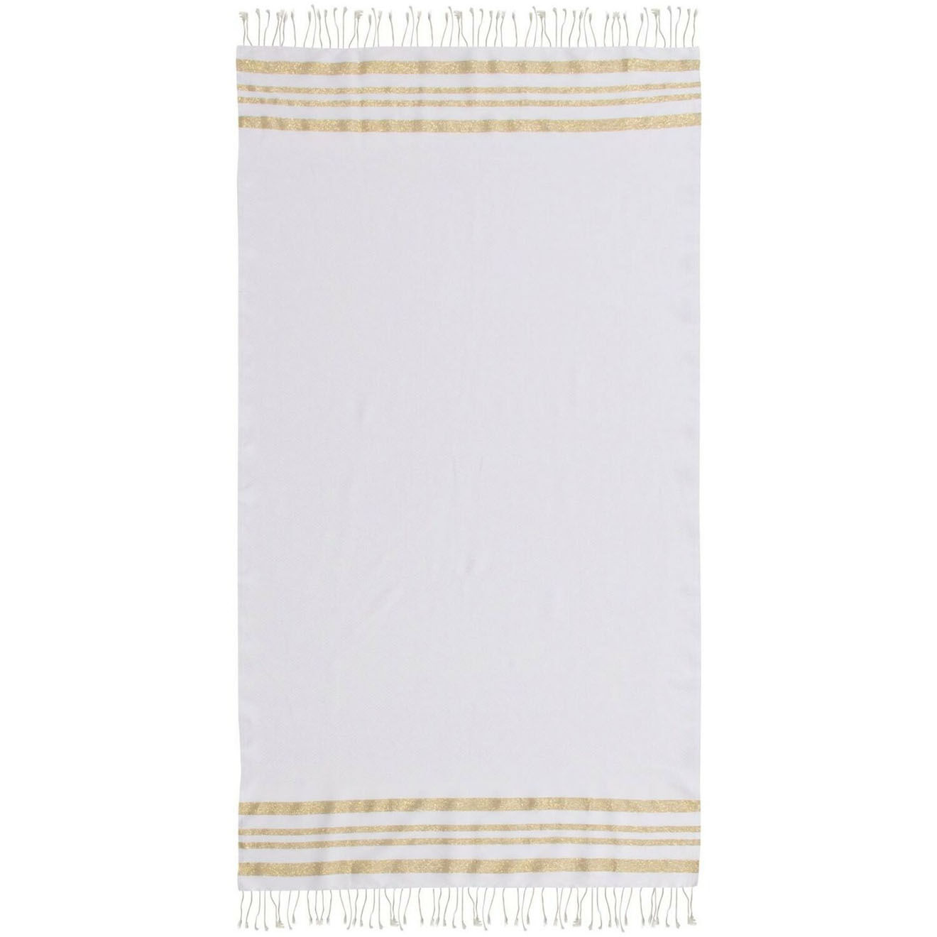 Febronie Fouta Nid d'Abeille Lurex Hamptons blanc/doré - 100x200 cm